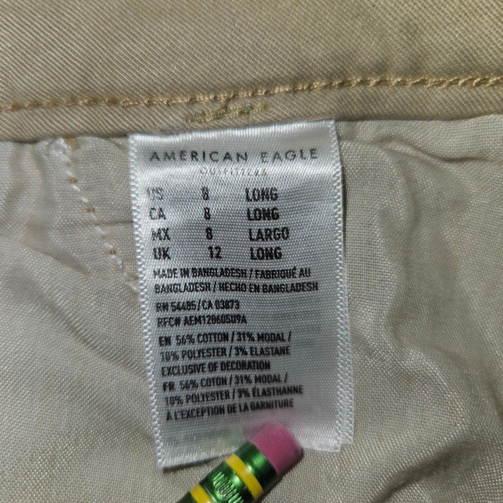 American Eagle Artist Flare Khaki Super Stretch Pants Tan Sz 8 Long - Picture 5 of 8